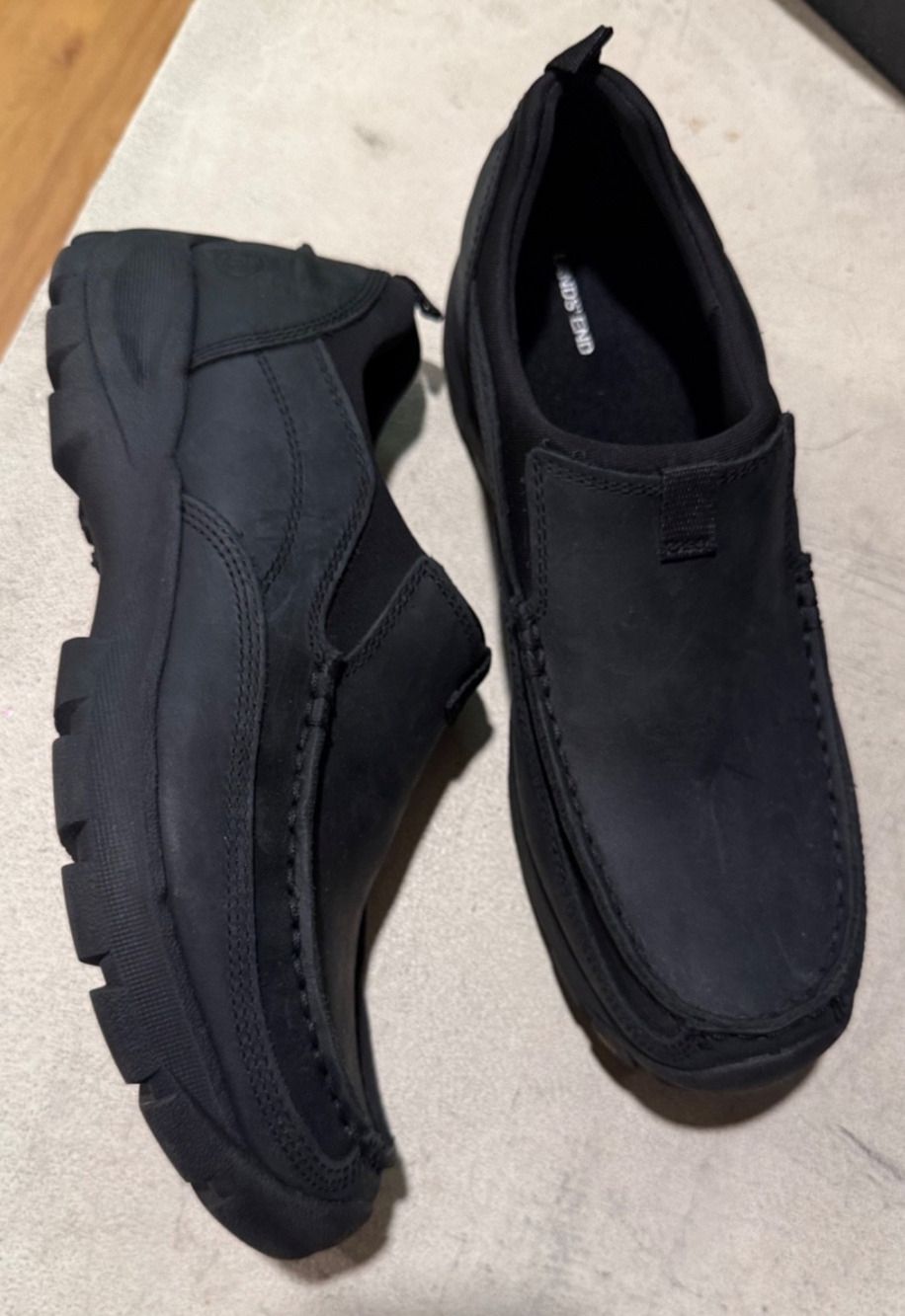 LANDS' END Men's Sz 11.5D Casual Leather Black Slip on Loafers Shoes